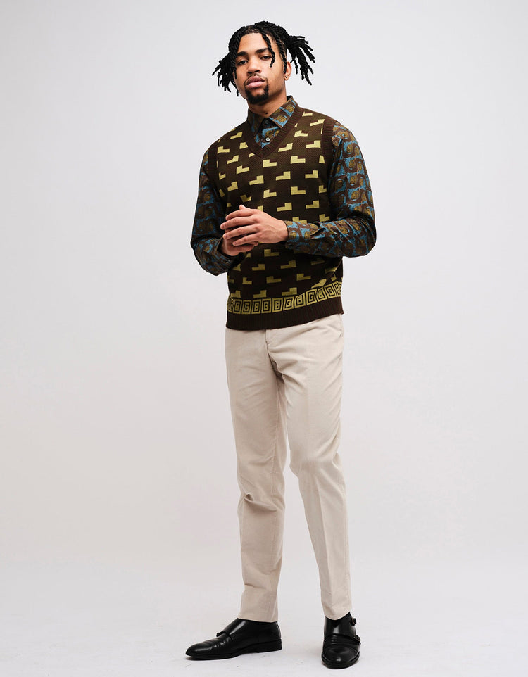 Green Geometric GB Sweater Vest - Gresham Blake Online