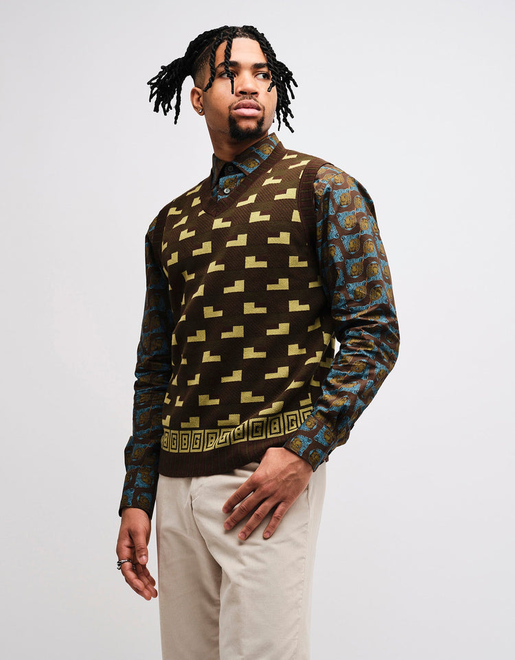 Green Geometric GB Sweater Vest - Gresham Blake Online