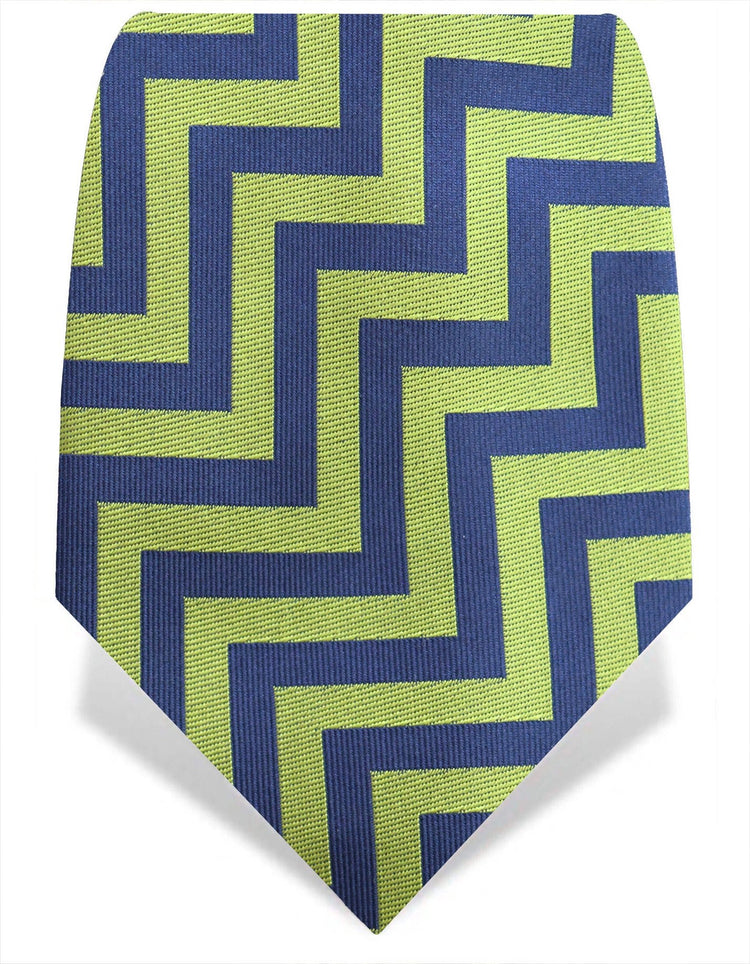 Green & Navy Zig-Zag Silk Tie - Gresham Blake Online