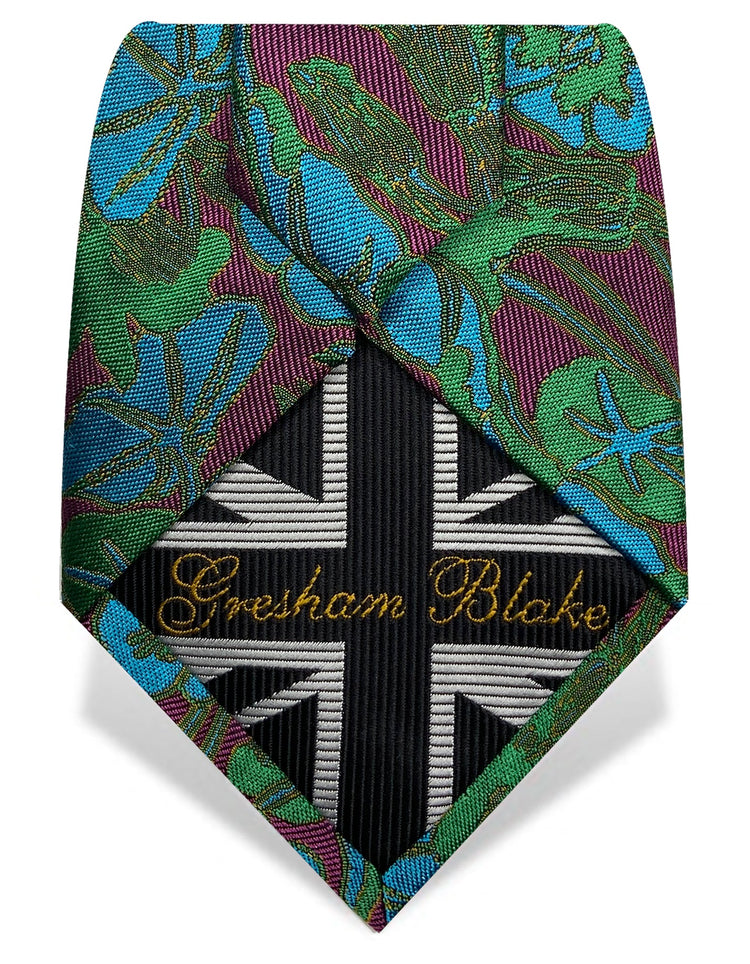Green & Pink Nasturtiums Tie - Gresham Blake Online