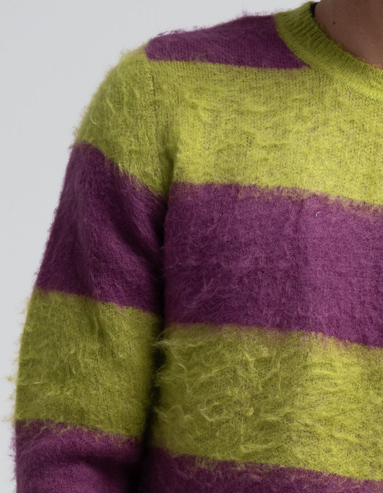 Green & Purple Stripe Mohair Jumper - Gresham Blake Online