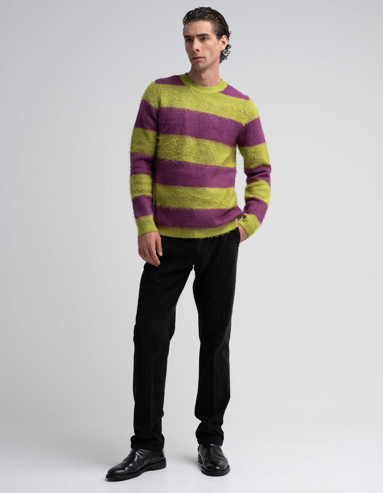 Green & Purple Stripe Mohair Jumper - Gresham Blake Online