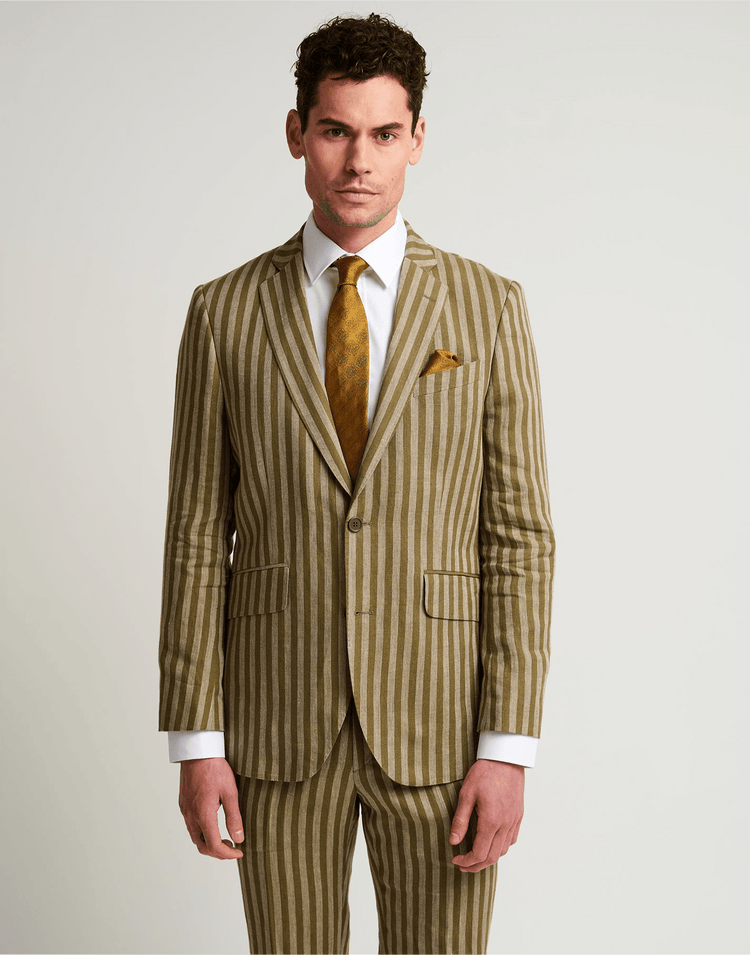 Green Stripe Linen Suit - Gresham Blake Online