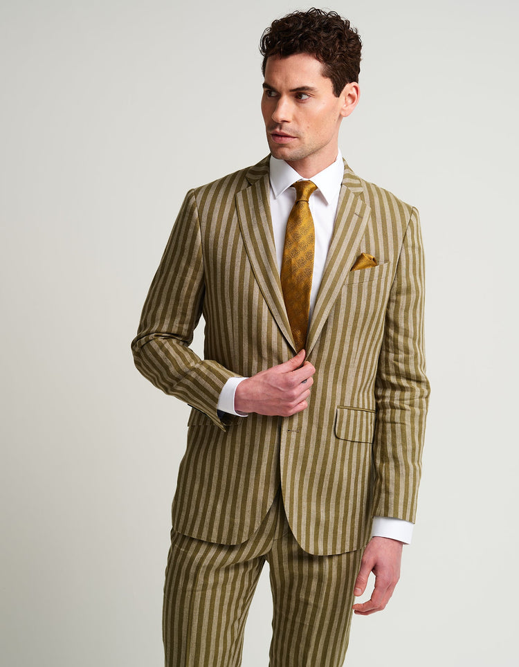 Green Stripe Linen Suit - Gresham Blake Online