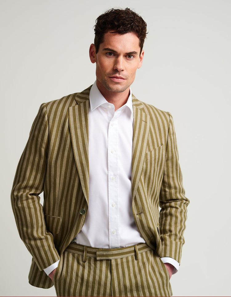Green Stripe Linen Suit - Gresham Blake Online