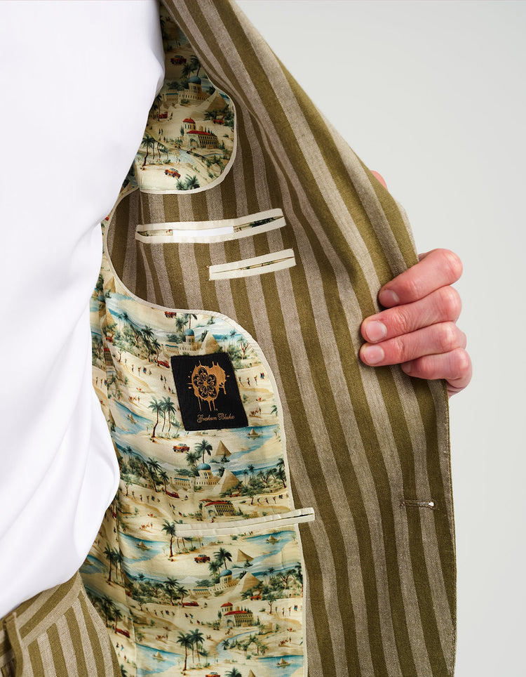 Green Stripe Linen Suit - Gresham Blake Online