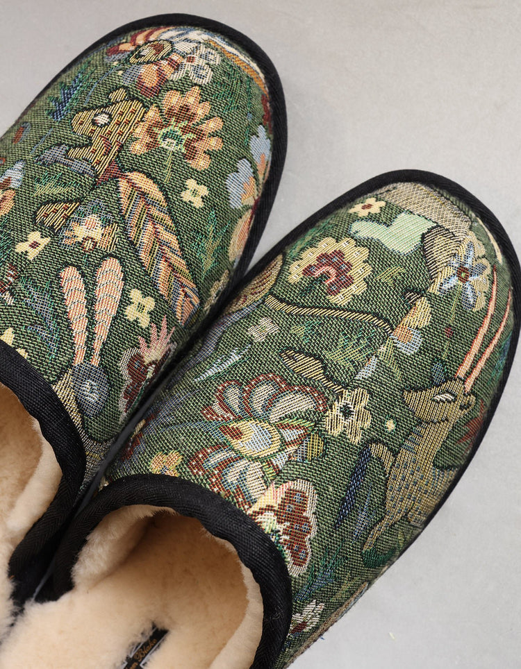 Green Tapestry Slippers - Gresham Blake Online