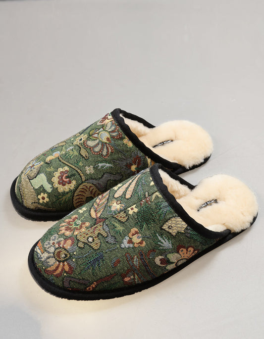 Green Tapestry Slippers - Gresham Blake Online