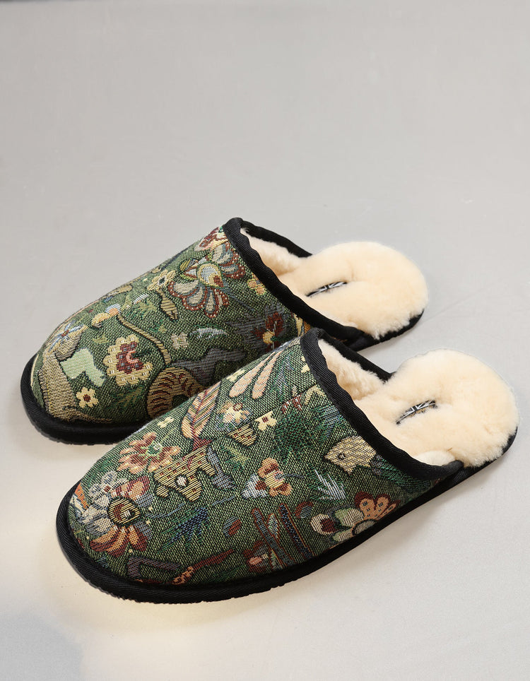 Green Tapestry Slippers - Gresham Blake Online