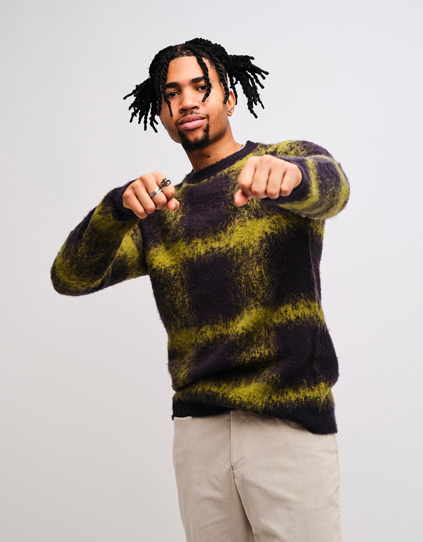 Blue Green Check Gradient Mohair Jumper GOLD COLLECTION