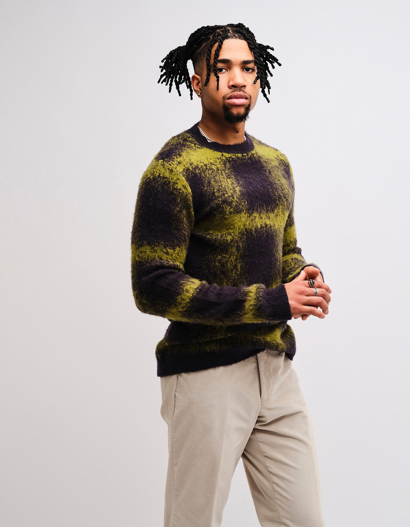 Blue Green Check Gradient Mohair Jumper GOLD COLLECTION