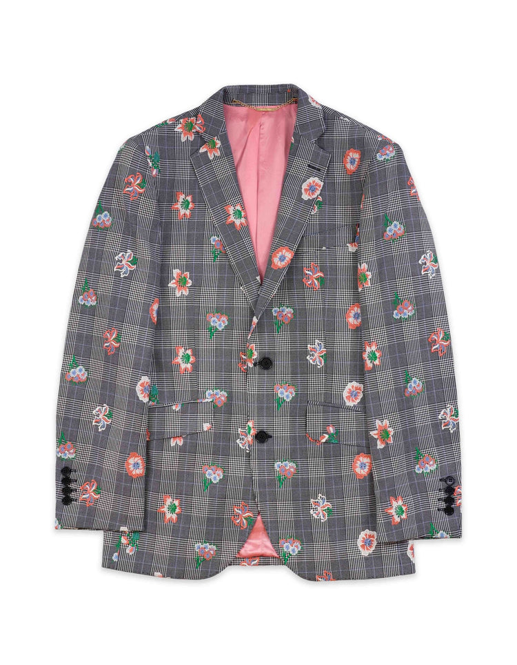 Grey Check Embroidered Suit - Gresham Blake Online