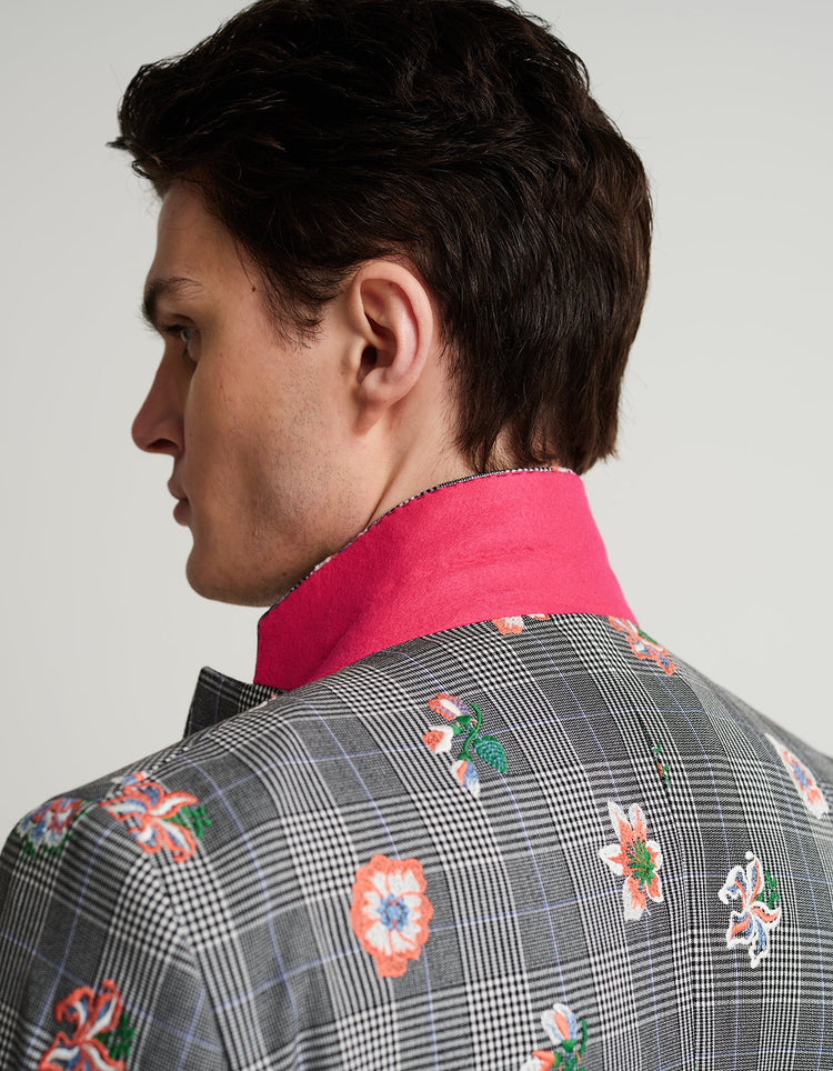 Grey Check Embroidered Suit - Gresham Blake Online