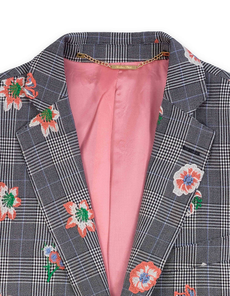 Grey Check Embroidered Suit - Gresham Blake Online