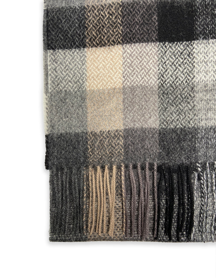 Grey Check Wool Scarf - Gresham Blake Online