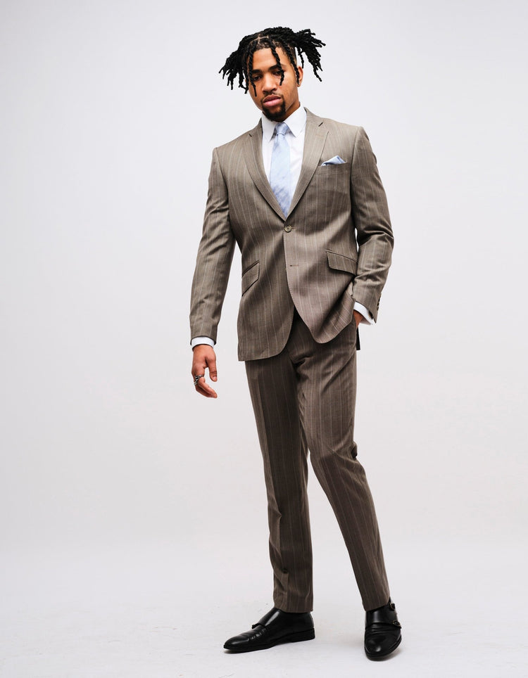 Grey Stripe Wool Suit - Gresham Blake Online