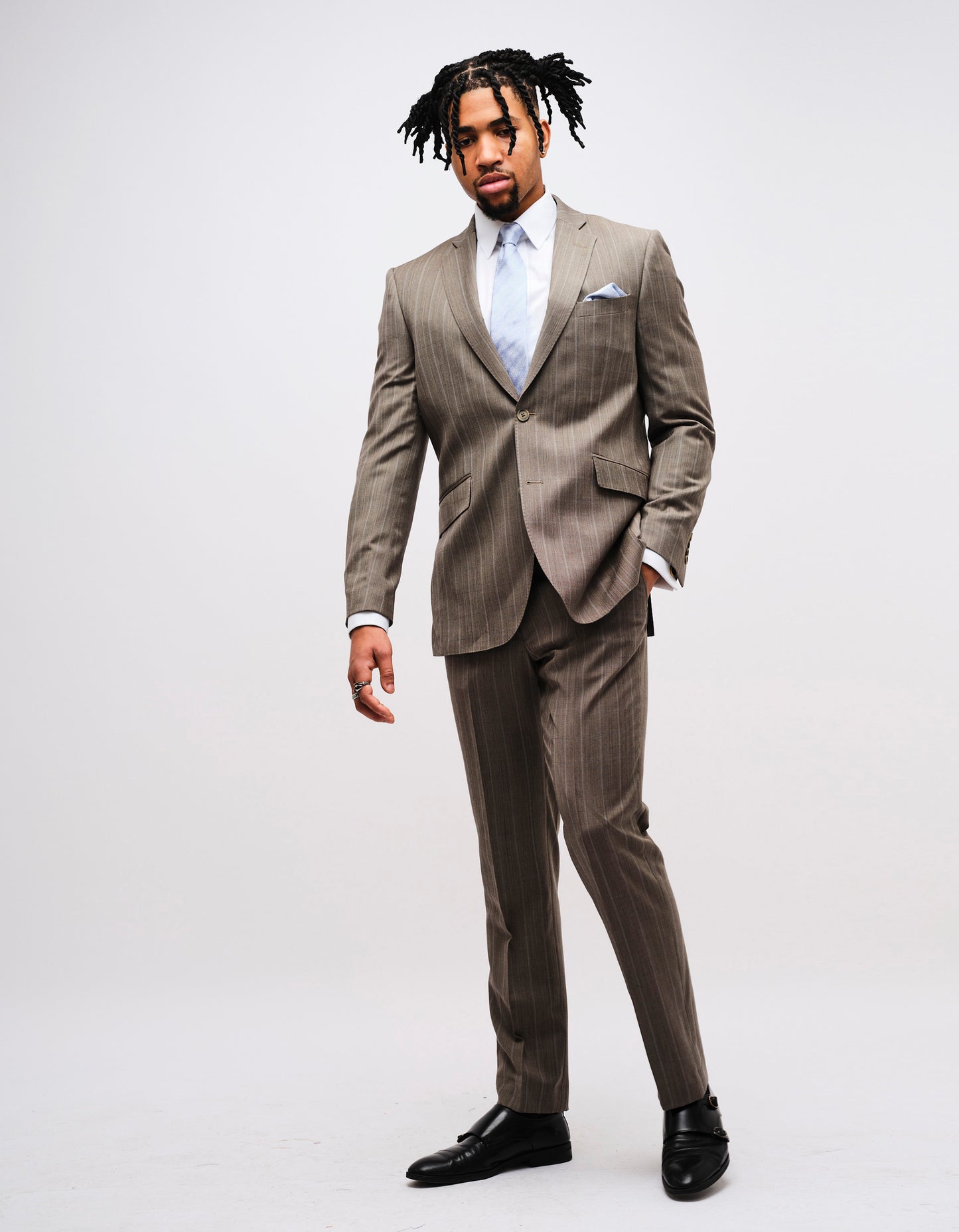 Grey Stripe Wool 2 Piece Suit