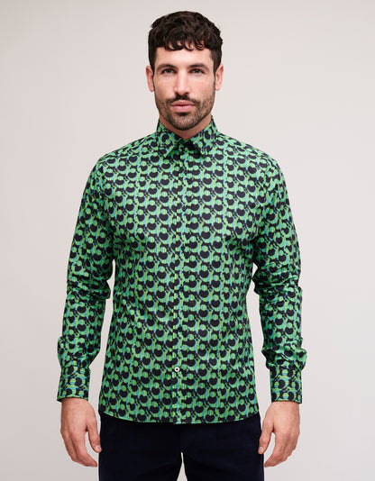 mens green patterned shirt