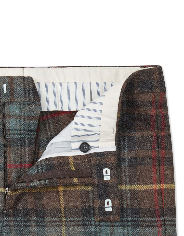 Hunting Brown Check Wool Trousers - Gresham Blake Online