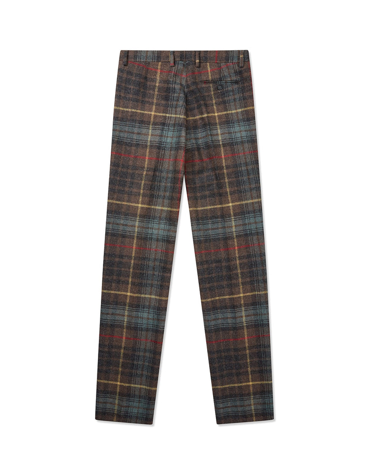 Hunting Brown Check Wool Trousers - Gresham Blake Online