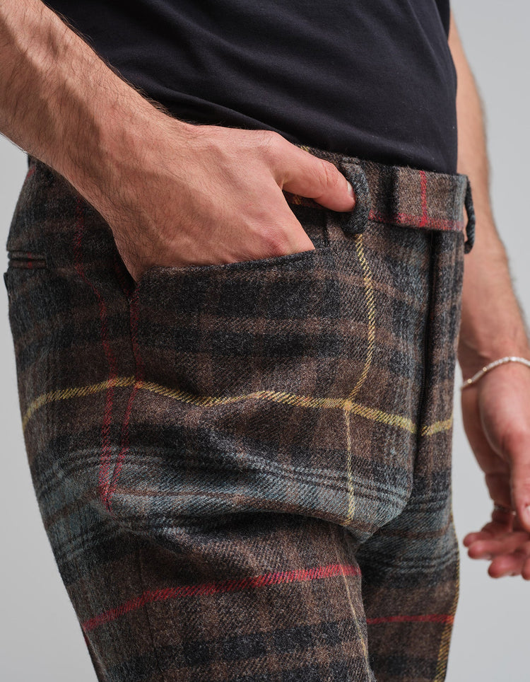 Hunting Brown Check Wool Trousers - Gresham Blake Online