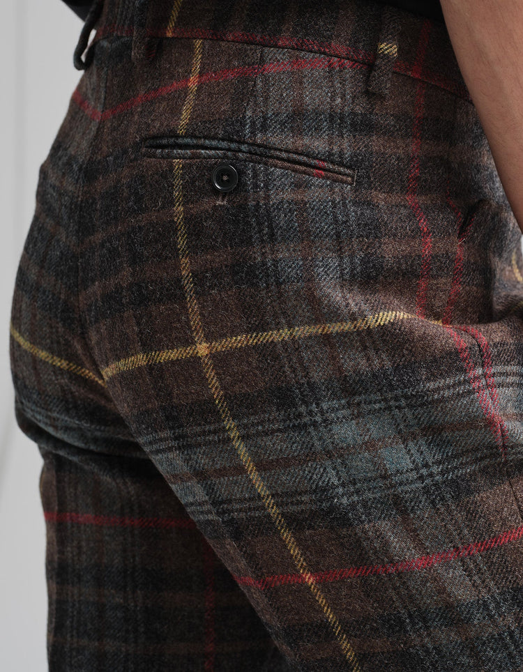 Hunting Brown Check Wool Trousers - Gresham Blake Online