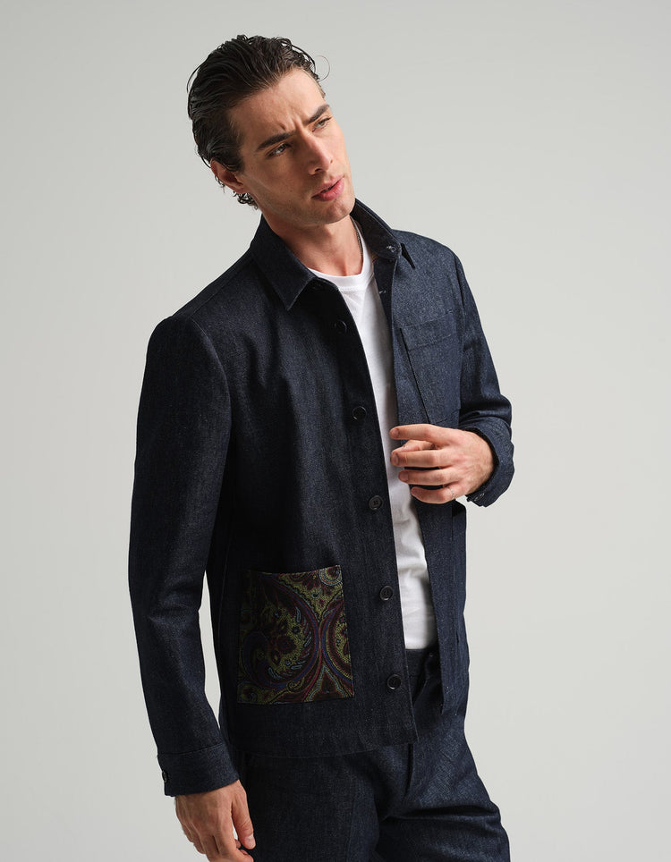 Indigo Denim & Paisley Shacket - Gresham Blake Online