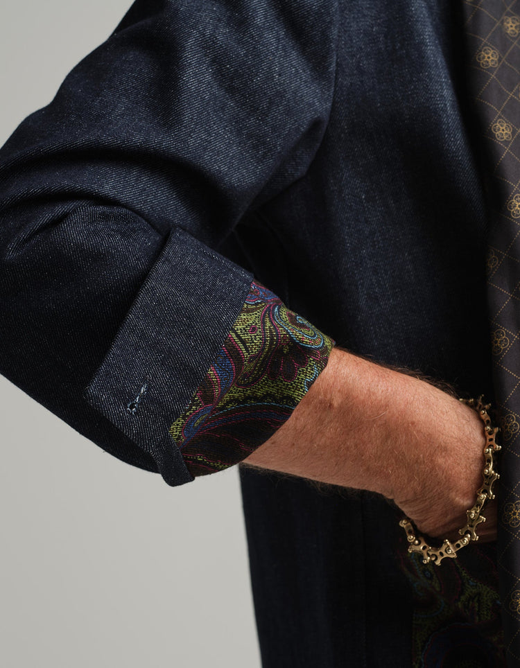 Indigo Denim & Paisley Shacket - Gresham Blake Online