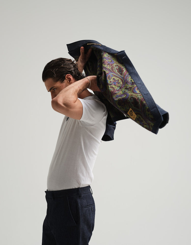 Indigo Denim & Paisley Shacket - Gresham Blake Online
