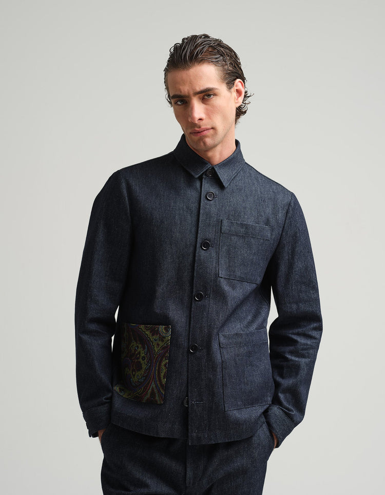 Indigo Denim & Paisley Shacket - Gresham Blake Online