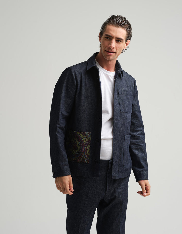 Indigo Denim & Paisley Shacket - Gresham Blake Online