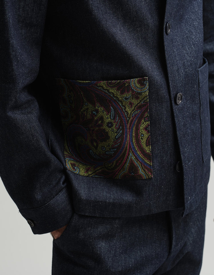 Indigo Denim & Paisley Shacket - Gresham Blake Online