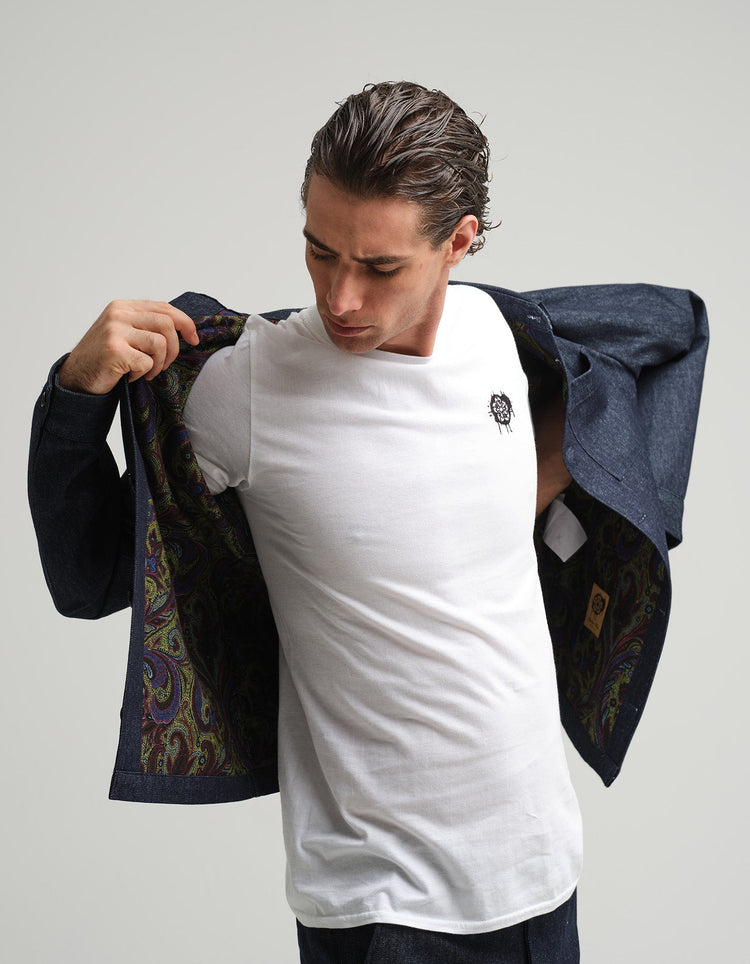 Indigo Denim & Paisley Shacket - Gresham Blake Online