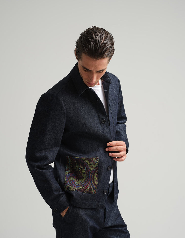Indigo Denim & Paisley Shacket - Gresham Blake Online