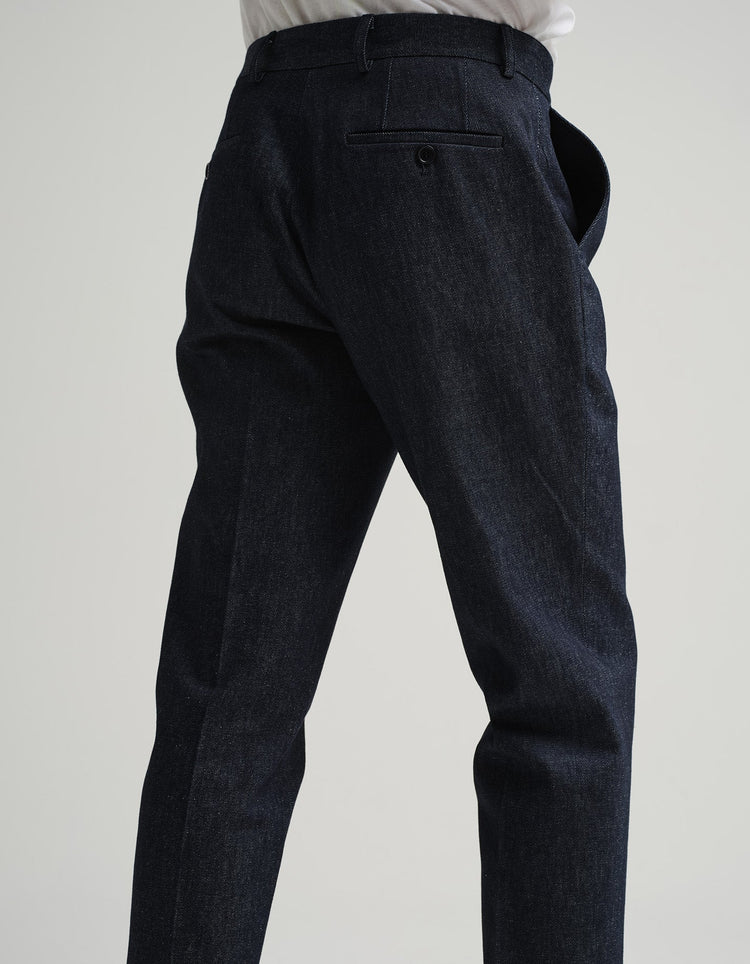 Indigo Denim & Paisley Trouser - Gresham Blake Online