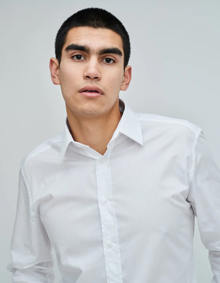 Jacquard Double Cuff Kent Collar Shirt - Gresham Blake Online