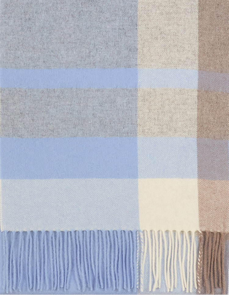 Light Blue & Ivory Cashmere Scarf - Gresham Blake Online