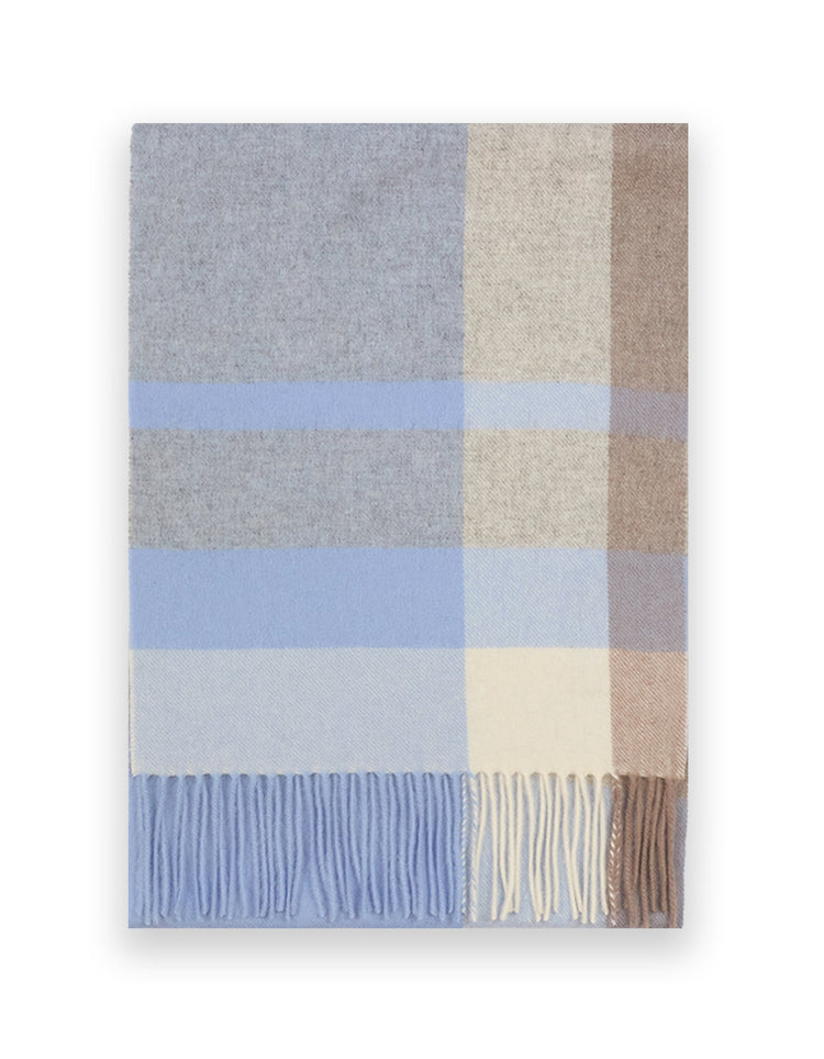 Light Blue & Ivory Cashmere Scarf - Gresham Blake Online