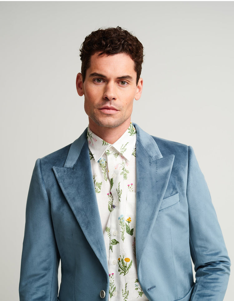 Light Blue Velvet Jacket - Gresham Blake Online