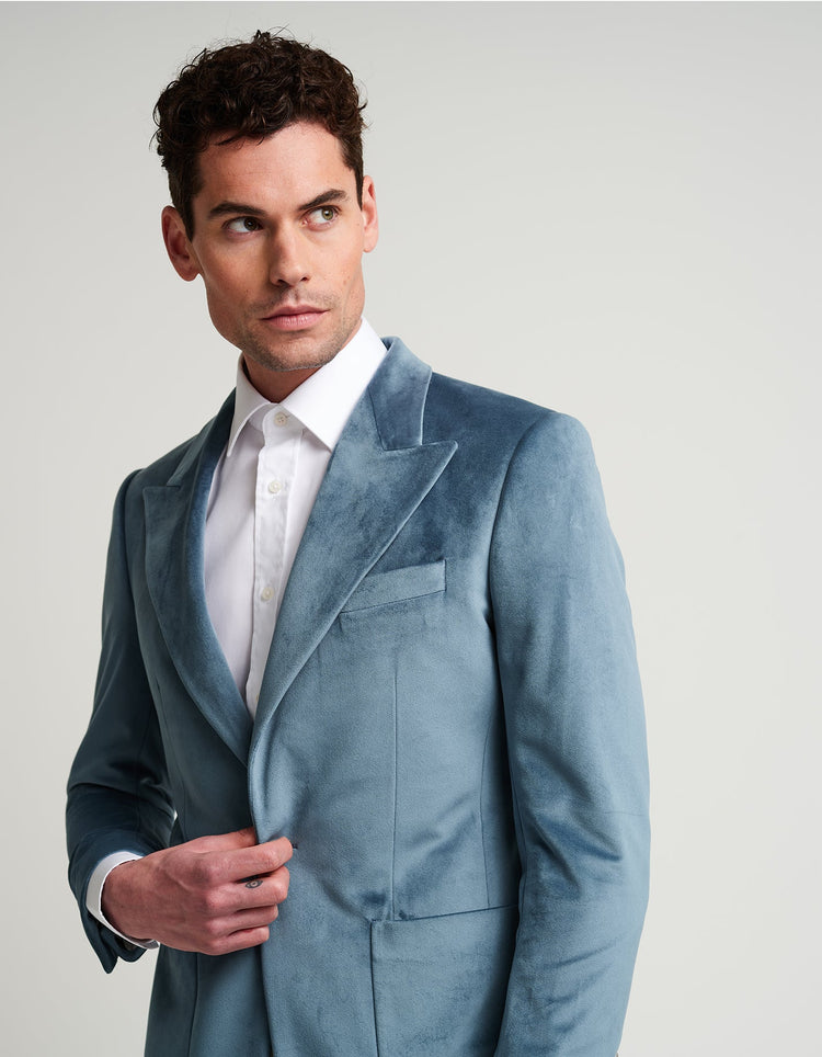 Light Blue Velvet Jacket - Gresham Blake Online