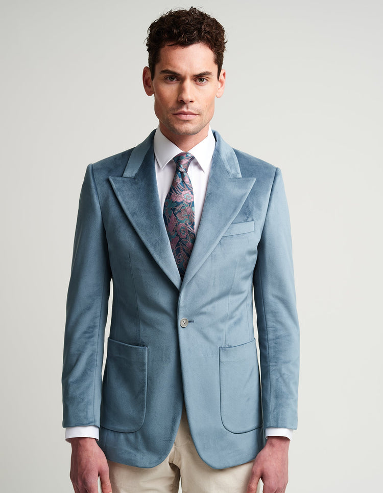 Light Blue Velvet Jacket - Gresham Blake Online