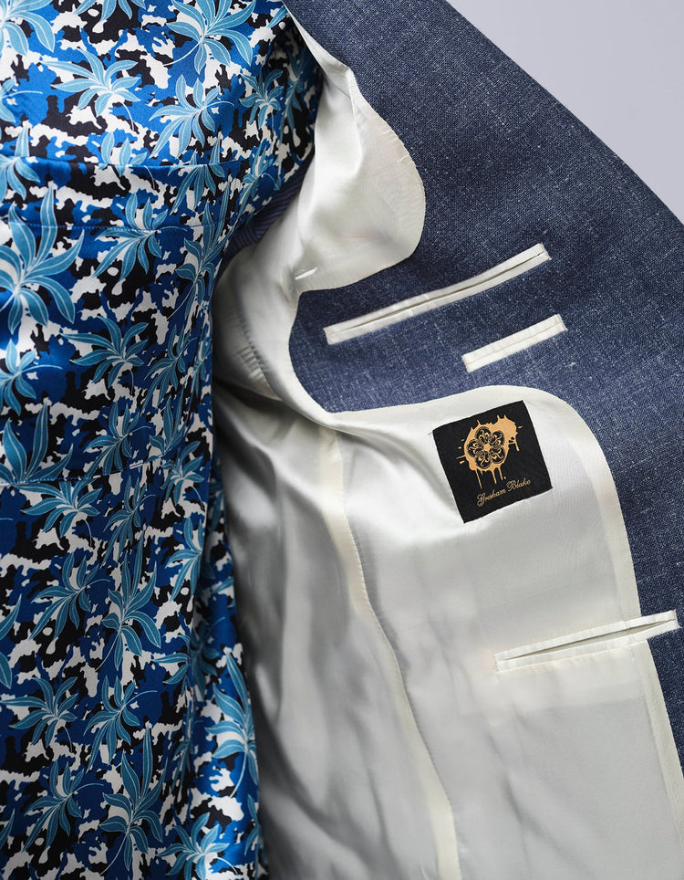 Light Blue Wool Linen Jacket - Gresham Blake Online