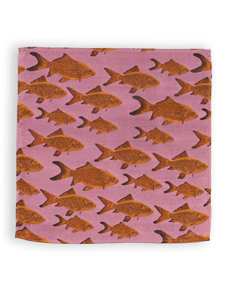Light Pink Goldfish Silk Pocket Square - Gresham Blake Online