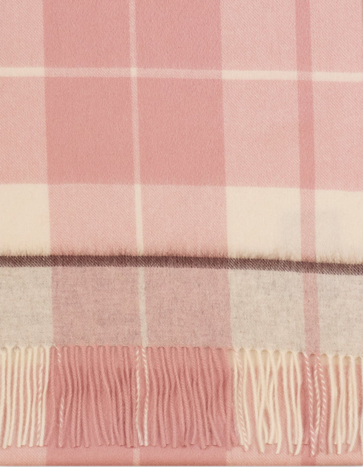 Light Pink & Ivory Check Cashmere Scarf - Gresham Blake Online
