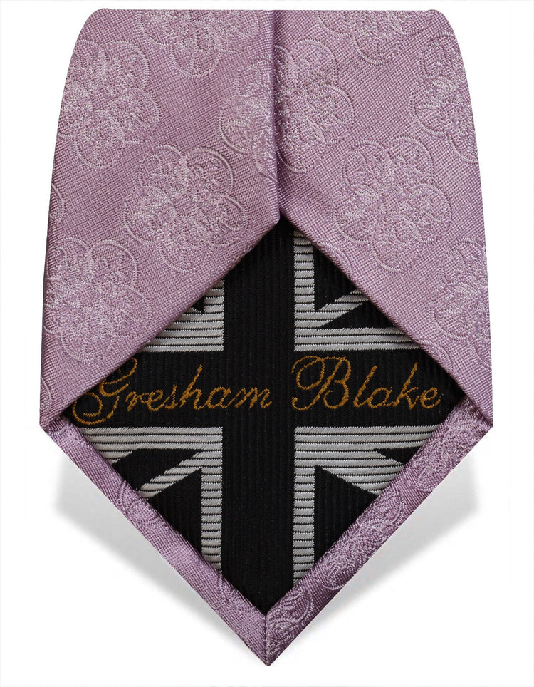 Lilac GB Logo Silk Tie - Gresham Blake Online