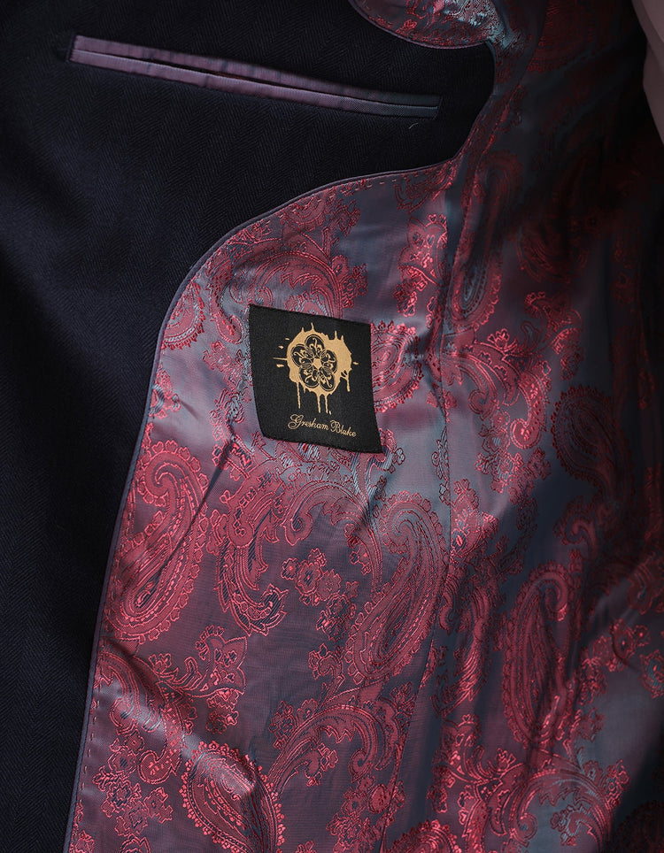 Midnight Navy Herringbone Suit - Gresham Blake Online
