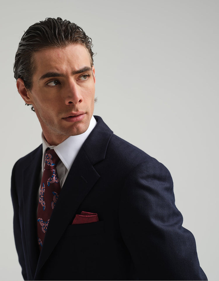 Midnight Navy Herringbone Suit - Gresham Blake Online