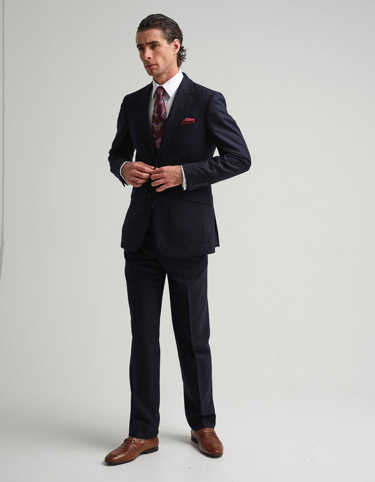 Midnight Navy Herringbone Suit - Gresham Blake Online