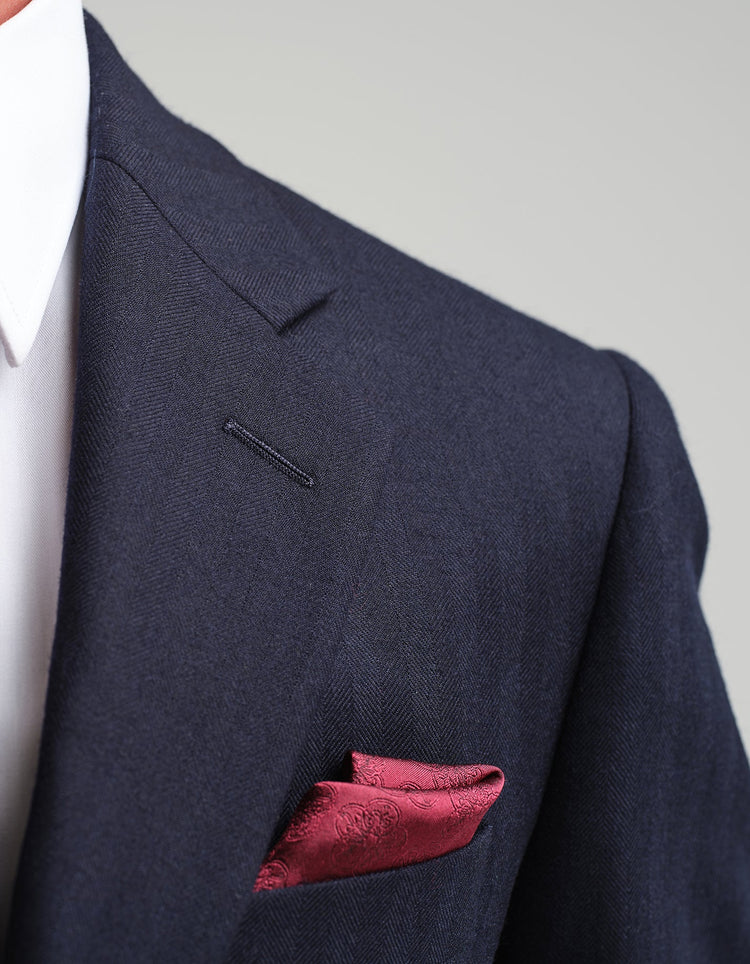 Midnight Navy Herringbone Suit - Gresham Blake Online