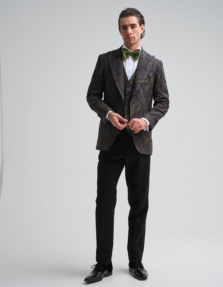 Midnight Paisley Jacquard Waistcoat - Gresham Blake Online